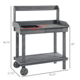 Potting Bench Work Table with 2 Removable Wheels