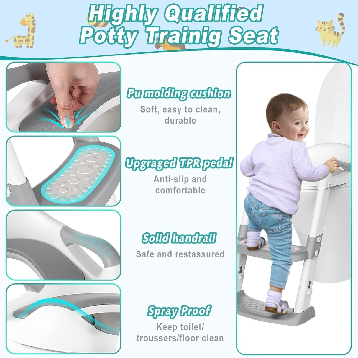 Potty Training Toilet Seat for Kids with Step Stool Ladder