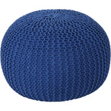 Hand Knitted Pouf Cotton Braided Cord Cable Ottoman - Foot Stool - Accent Seat Furniture Bean Bag - Living Room Kids - 18x18x14