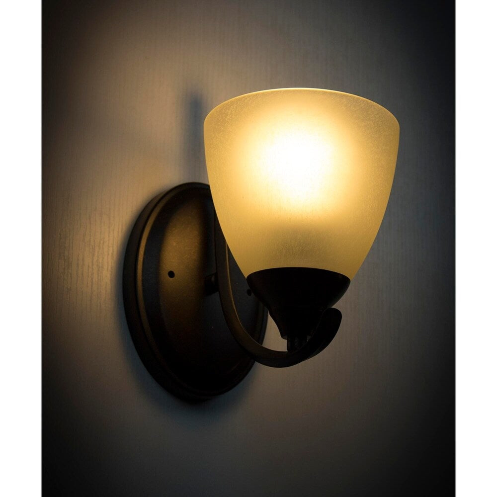 Powell 1-Light Wall Bracket Toasted Sienna by Quorum. Transitional Design Perfect for bathroom, hallway, or covered patio