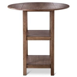 Powellton Wire Brush Brown Rubberwood Double Drop Leaf Pub Table