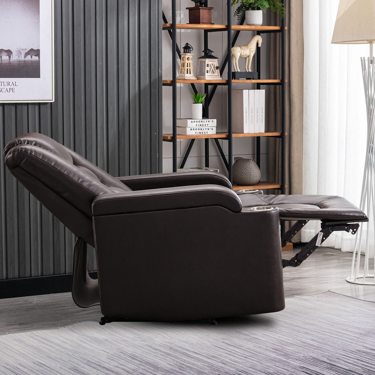 Power Leather Recliner Chair Home Theater Seating Soft