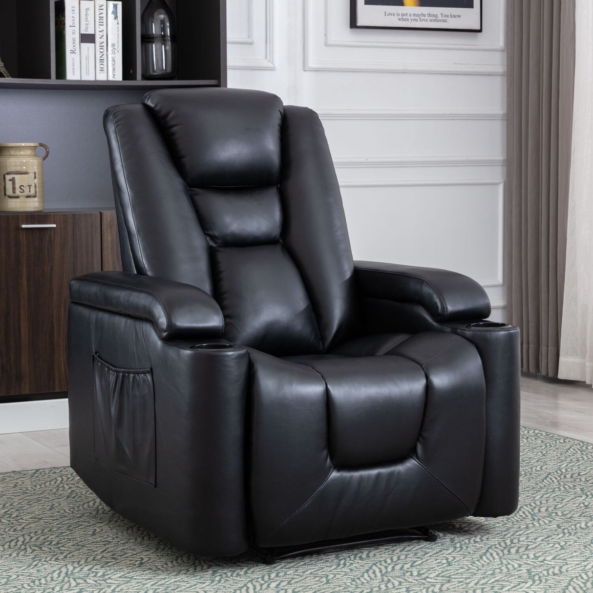Power Leather Recliner Chair Home Theater Seating Soft