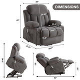 Power Lift Chairs Recliners, Heat & Massage, USB Port, Remote Control