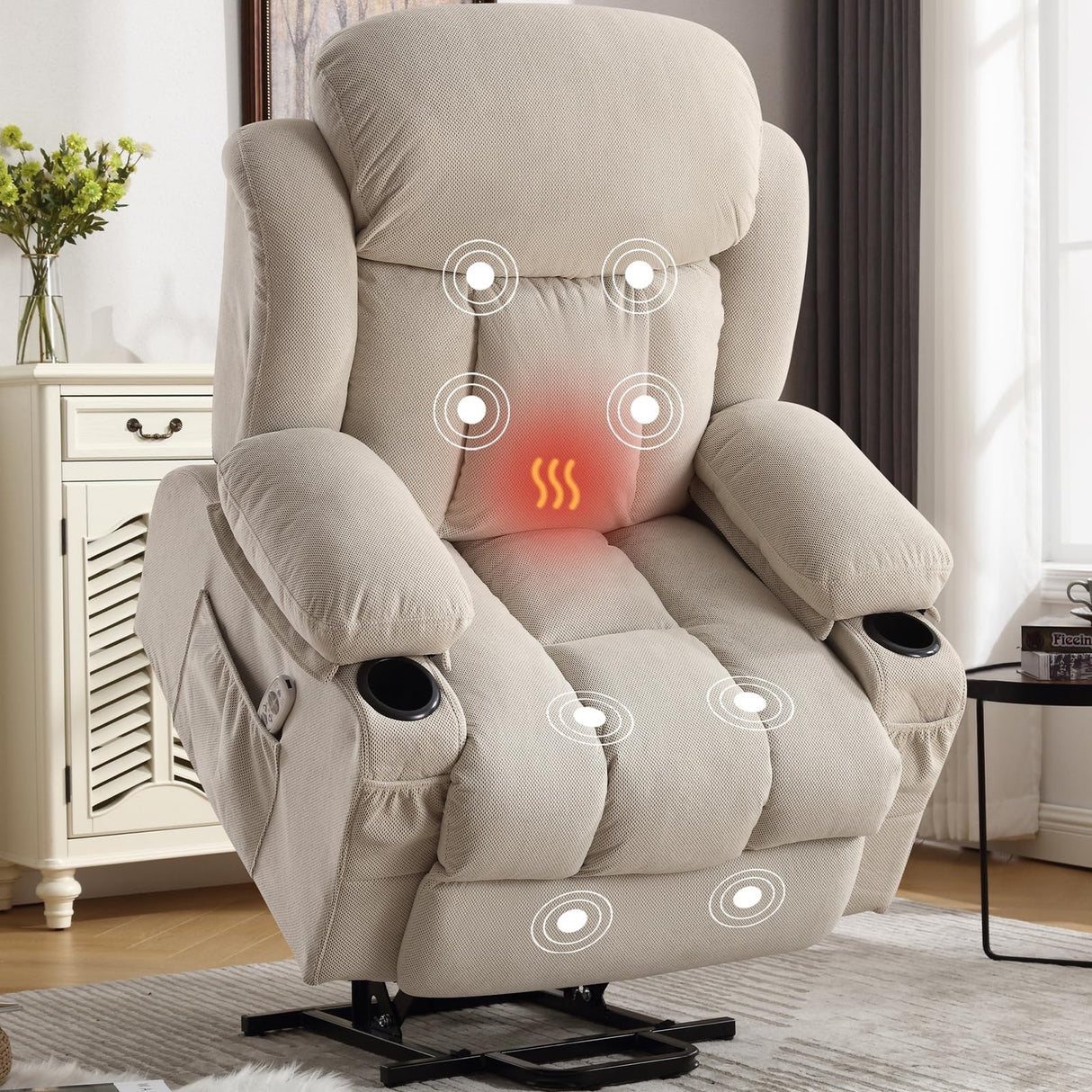 Power Lift Chairs Recliners, Heat & Massage, USB Port, Remote Control
