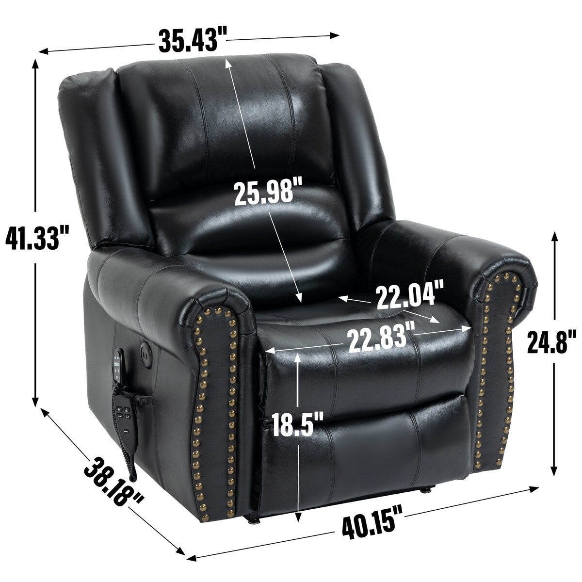 Power Lift Recliner Chair Heat Massage Dual Motor Infinite Position Up to 350 LBS, Heavy Duty Motion Mechanism with USB Ports