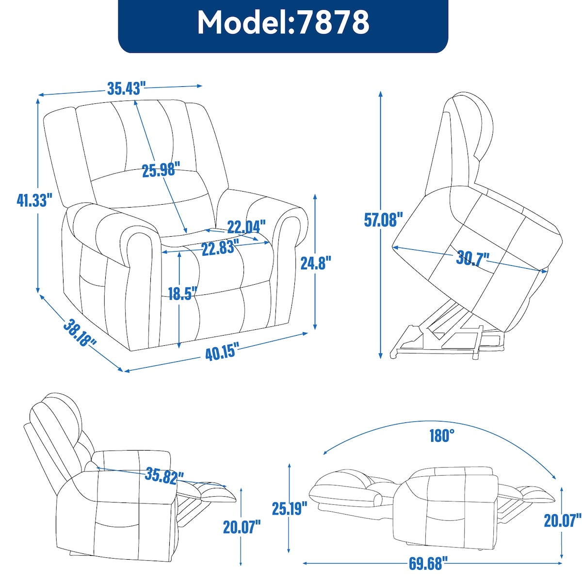 Power Lift Recliner Chair Heat Massage Dual Motor Infinite Position Up to 350 LBS, Heavy Duty Motion Mechanism with USB Ports
