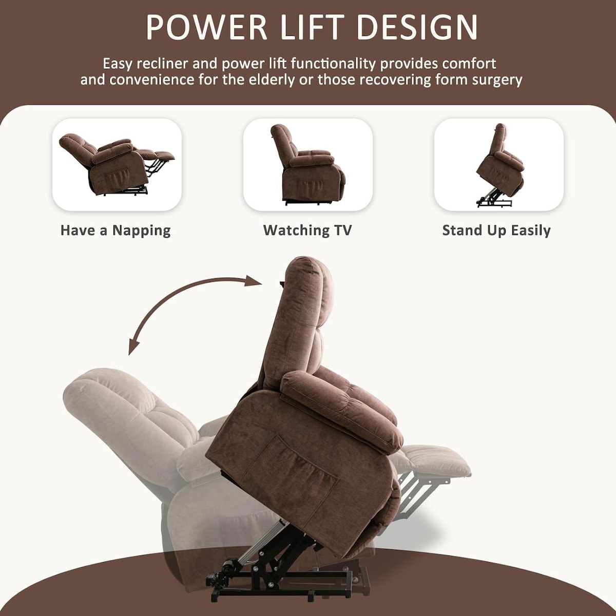 Power Lift Recliner Chair Recliners for Elderly with Heat and Massage Recliner Chair
