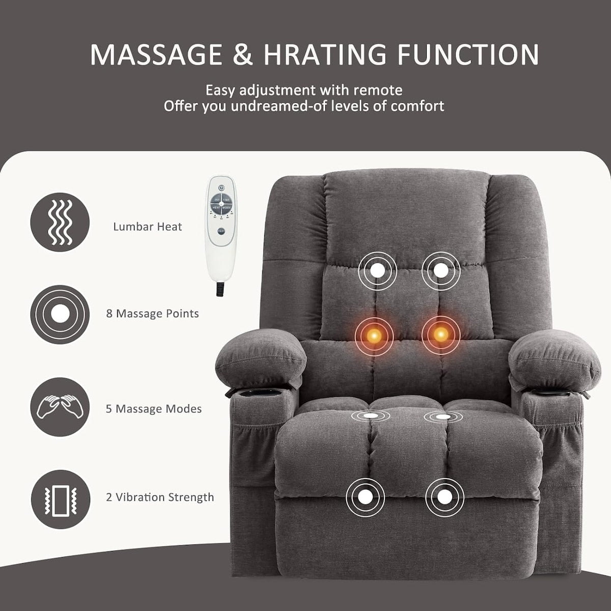 Power Lift Recliner Chair Recliners for Elderly with Heat and Massage Recliner Chair