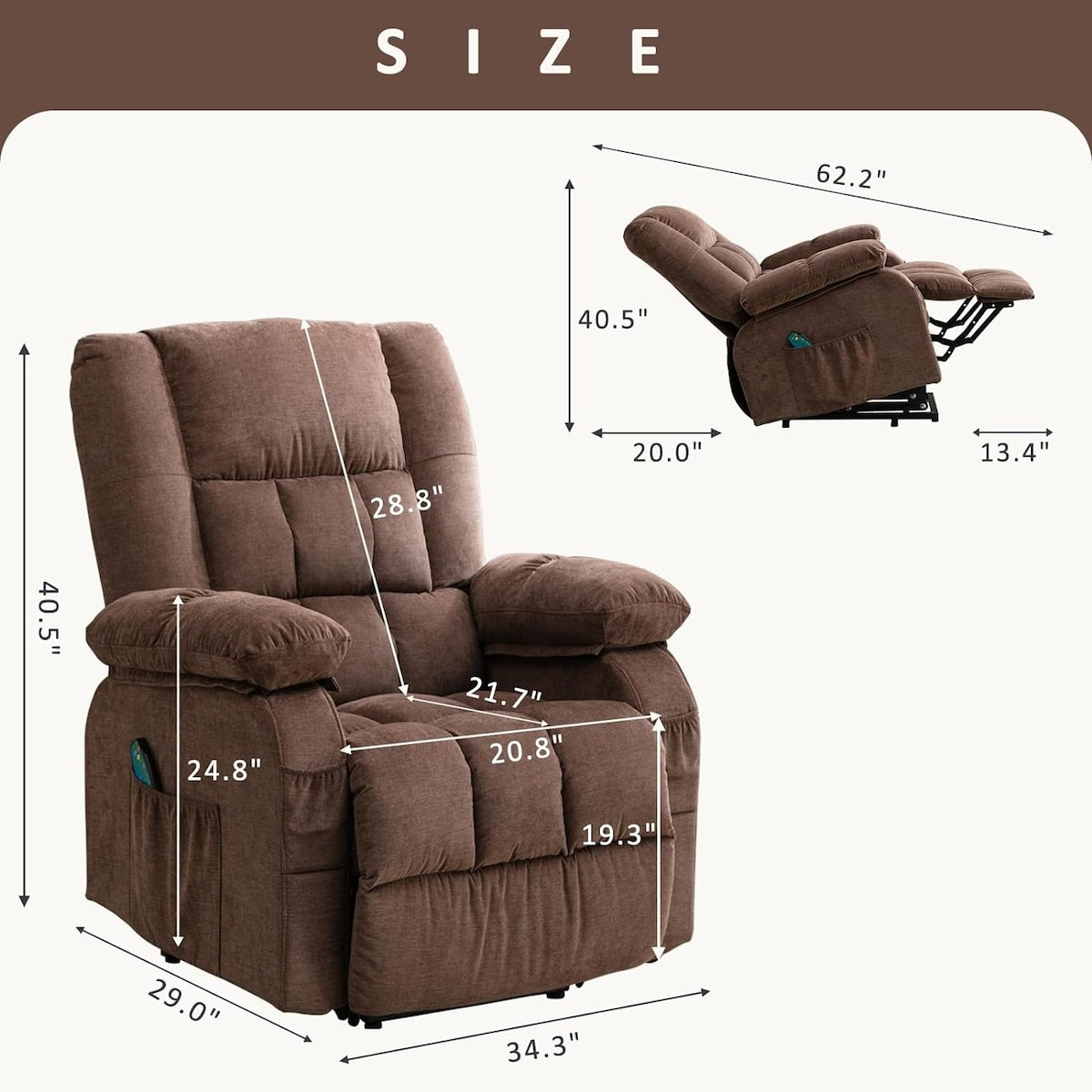 Power Lift Recliner Chair Recliners for Elderly with Heat and Massage Recliner Chair