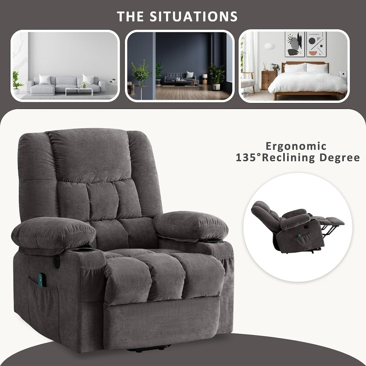 Power Lift Recliner Chair Recliners for Elderly with Heat and Massage Recliner Chair