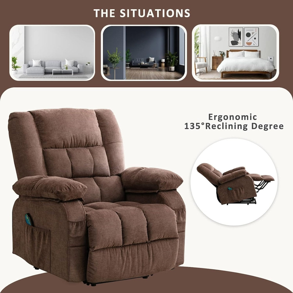 Power Lift Recliner Chair Recliners for Elderly with Heat and Massage Recliner Chair