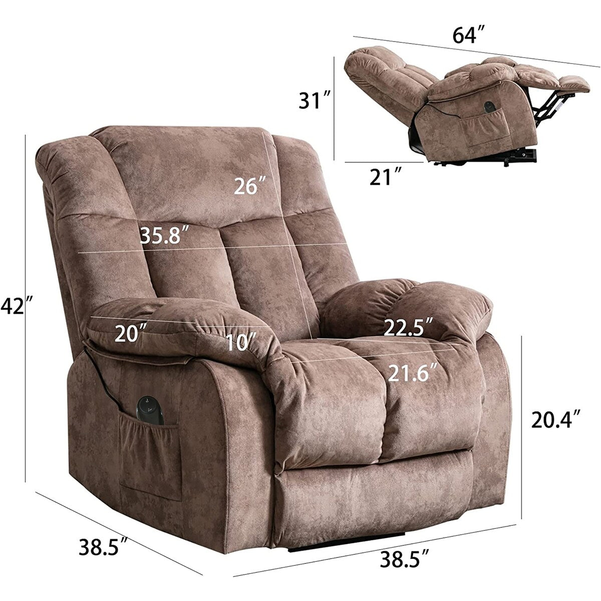Power Lift Recliner Chair Recliners Electric Recliners for Elderly,Recliner Chair with Side Pocket
