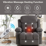 Power Lift Recliner Chair with Heat,Massage Electric Fabric Recliner for Elderly,Side Pocket,USB Charge Port,Remote Control,A+B
