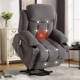 Power Lift Recliner Chair with Heat,Massage Electric Fabric Recliner for Elderly,Side Pocket,USB Charge Port,Remote Control,A+B