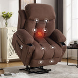 Power Lift Recliner Chair with Heat,Massage Electric Fabric Recliner for Elderly,Side Pocket,USB Charge Port,Remote Control,A+B