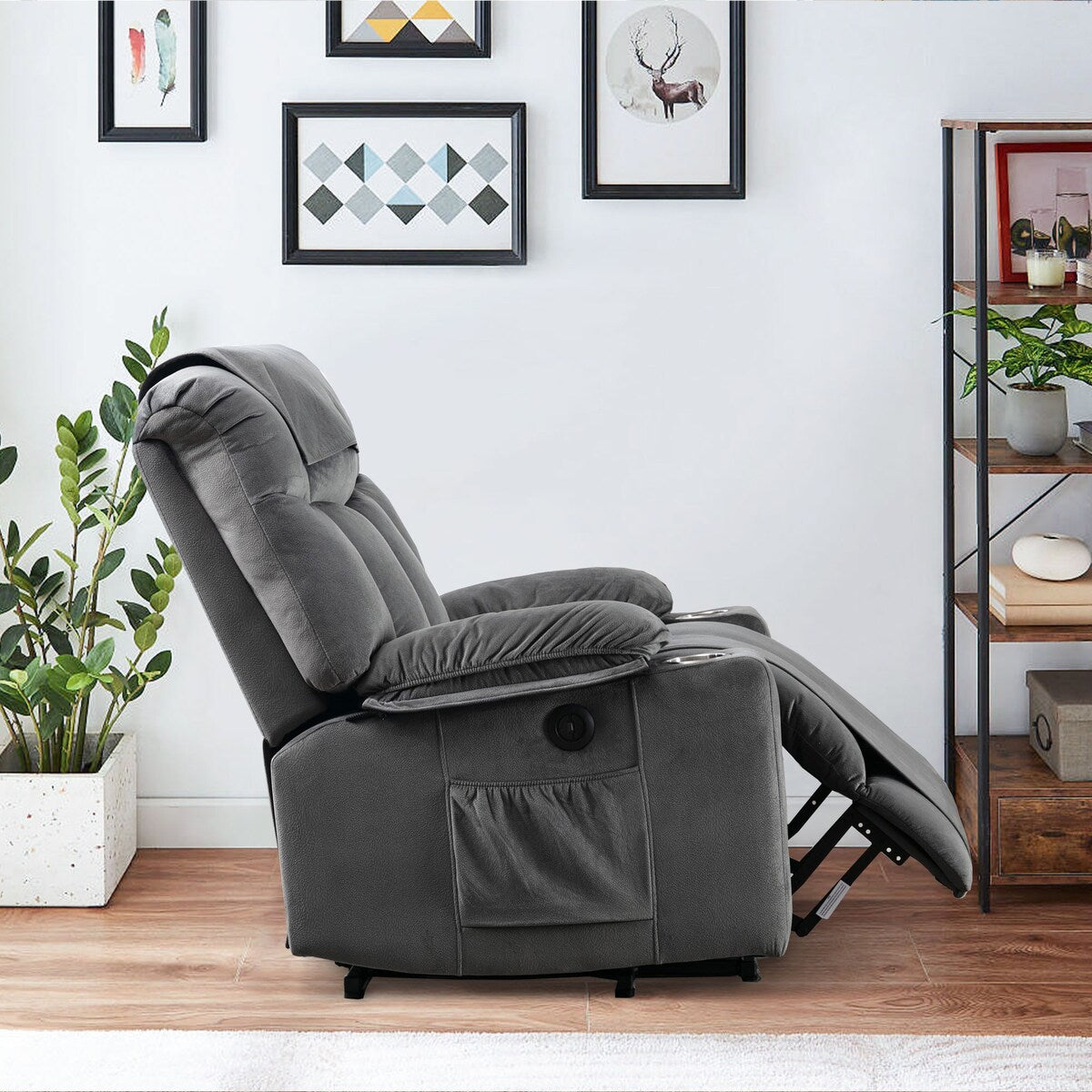 Power Lift Recliner Chair with USB Charging, Cup Holders, and Washable Covers