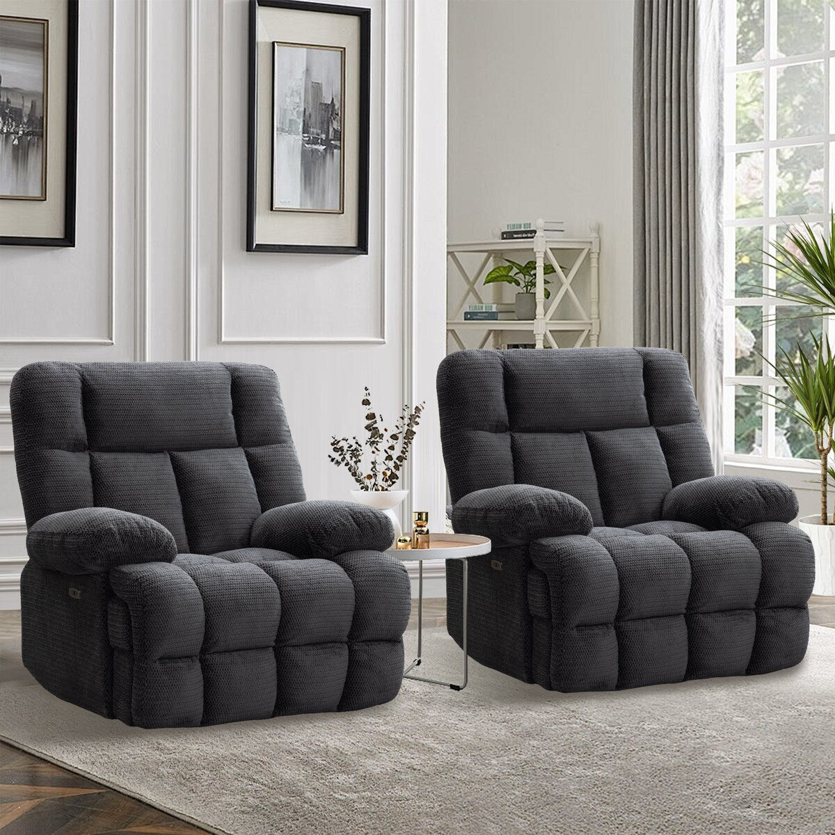 Power Oversized Recliner Zero Gravity Big Man Extra Large Recliner Chair for Living Room with USB Port 43"L*39"W*43"H Gray