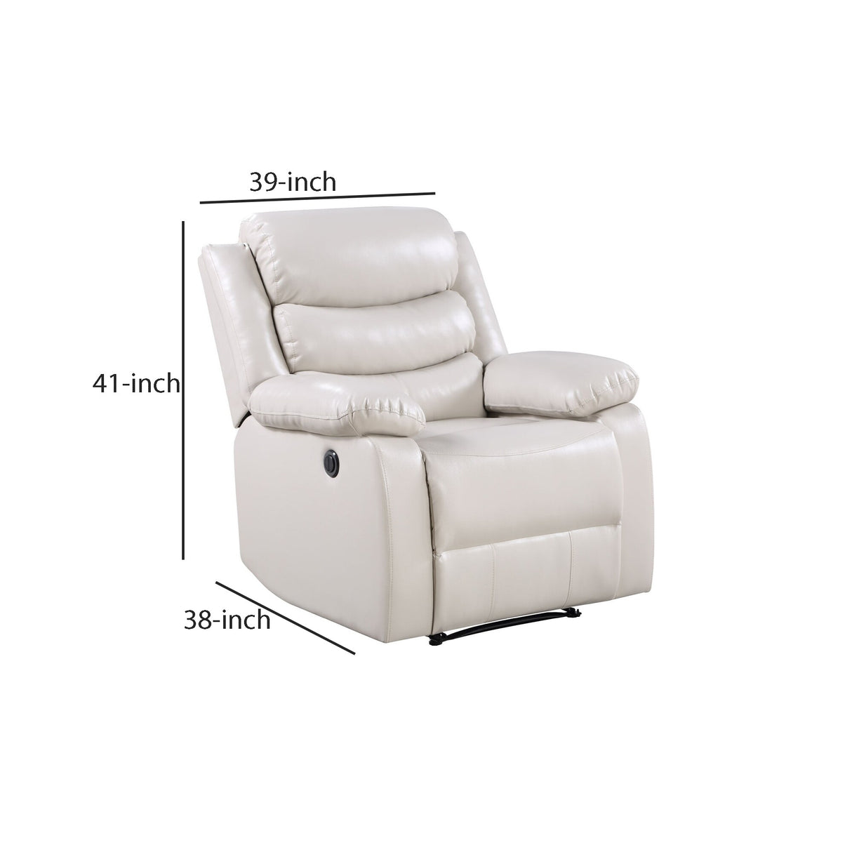 Power Recliner Chair with Split Back and Pillow Top, Cream
