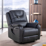 Power Recliner With Massage,Heating and Phone Holder,Side Pockets,USB Charge
