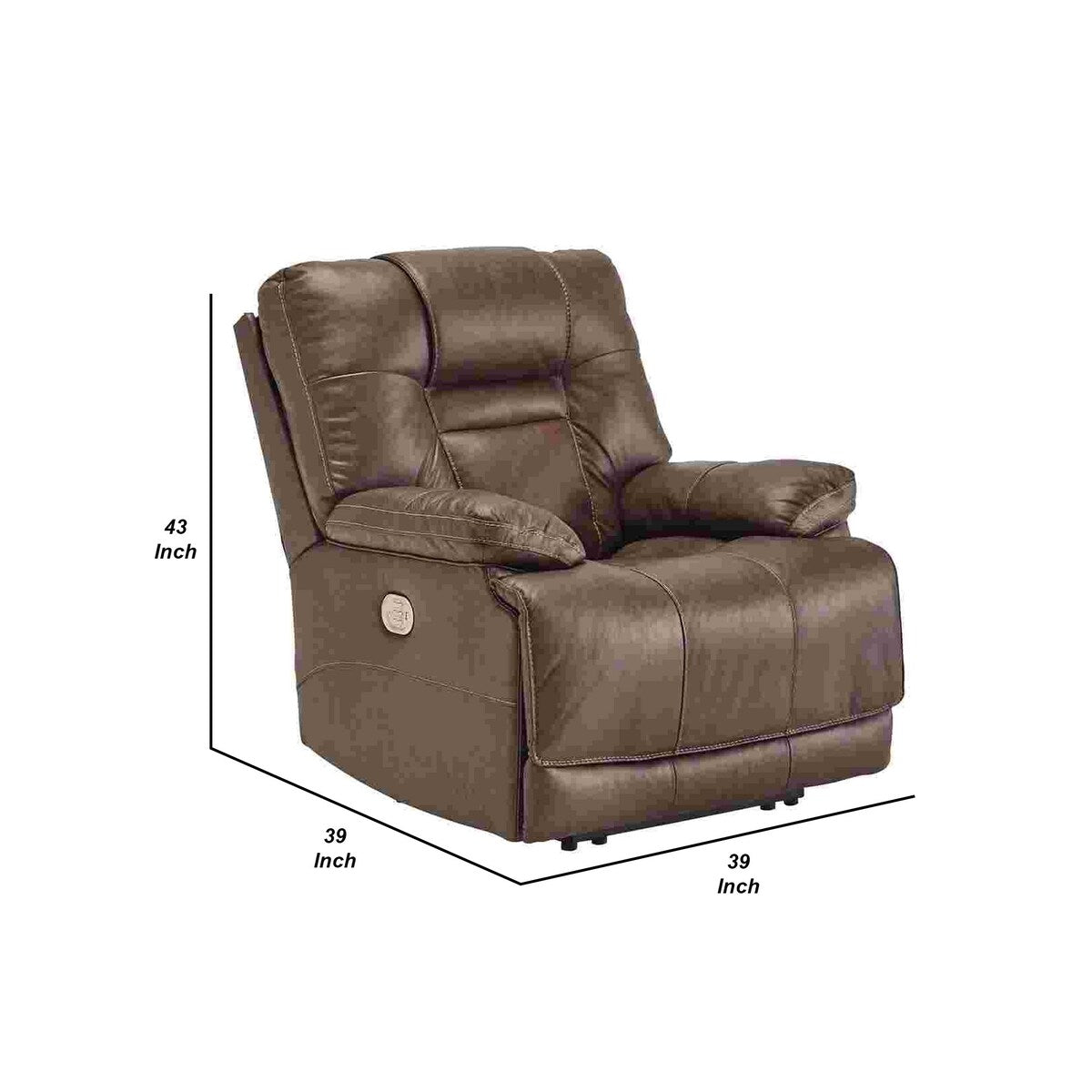 Power Recliner with Adjustable Headrest and USB, Brown
