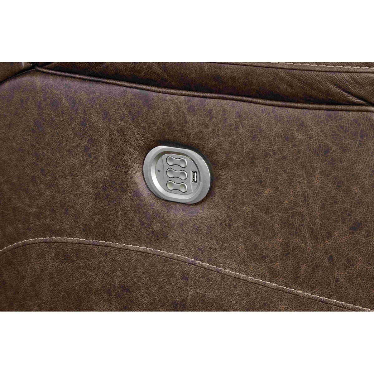 Power Recliner with Adjustable Headrest and USB, Brown