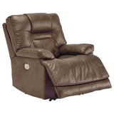 Power Recliner with Adjustable Headrest and USB, Brown