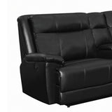 Power Reclining Leatherette Sectional Sofa with Pillow Top Armrests, Black