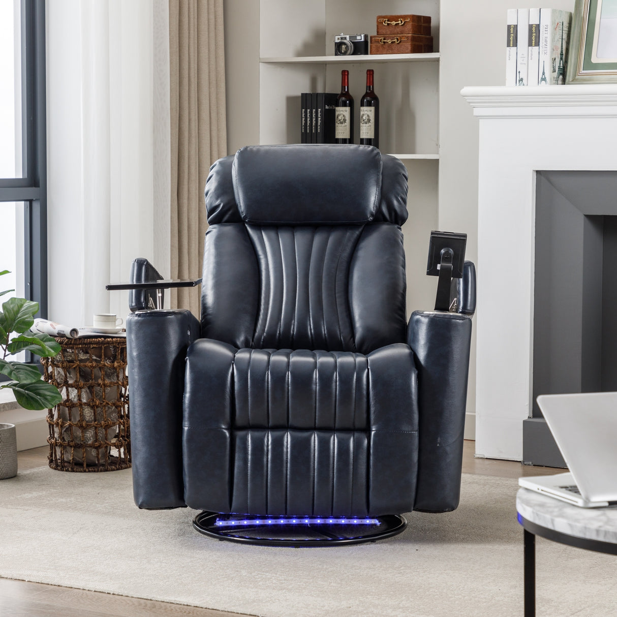 Power Swivel Recliner With 360掳 Swivel Tray Table,and Cell Phone Holder,Soft Living Room Chair