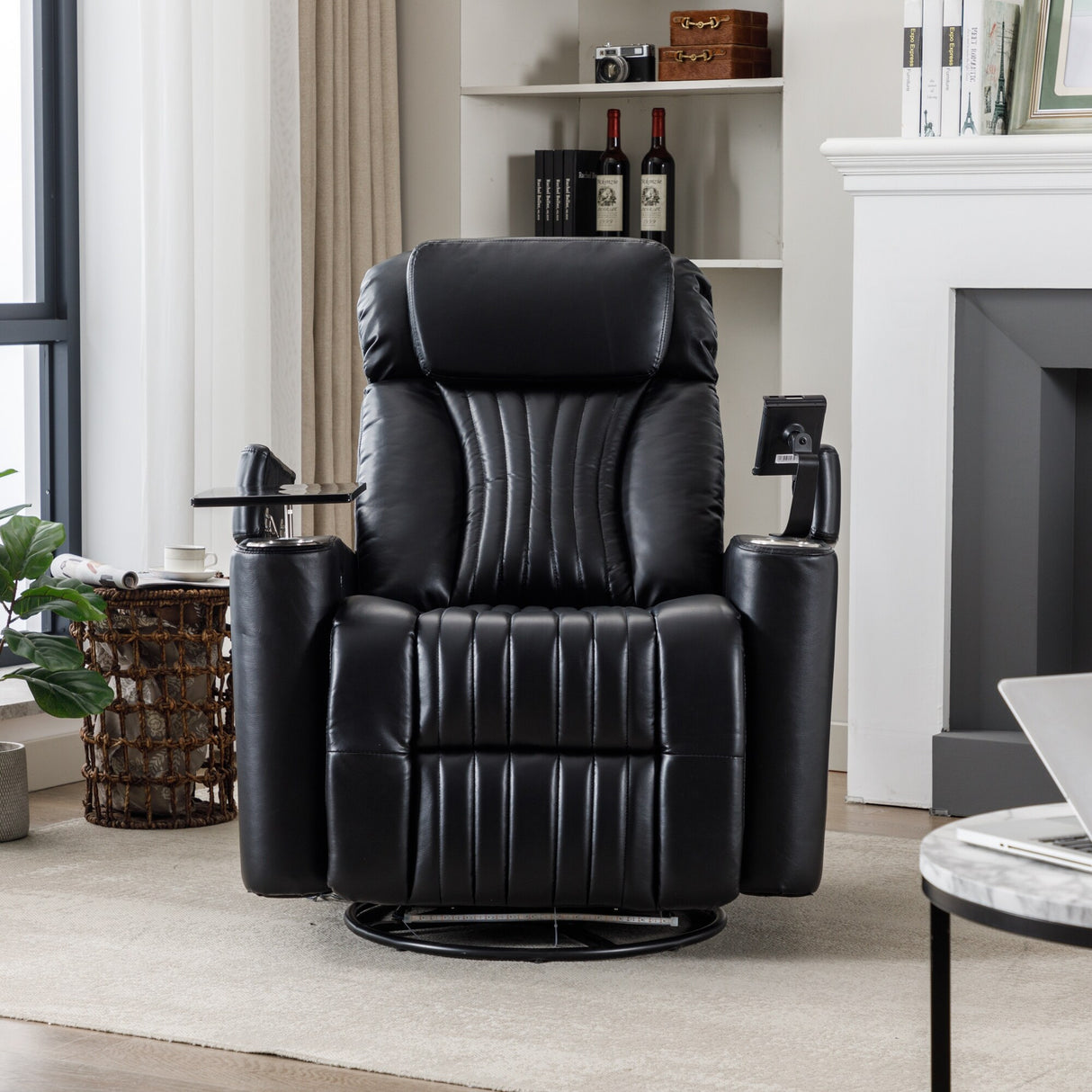 Power Swivel Recliner With 360掳 Swivel Tray Table,and Cell Phone Holder,Soft Living Room Chair