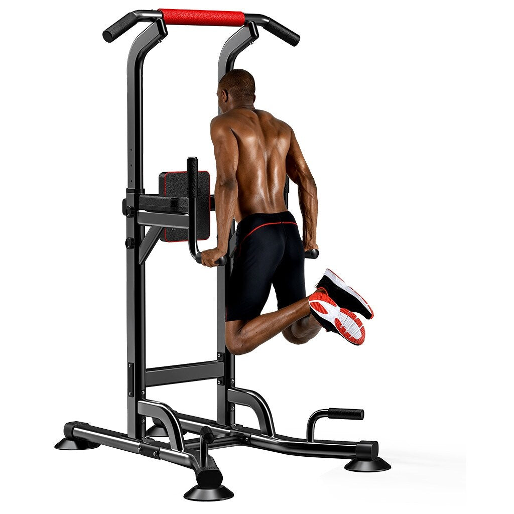 Power Tower Dip Station Adjustable Bar Exercise Home Strength Training Workout Multi Function Equipment
