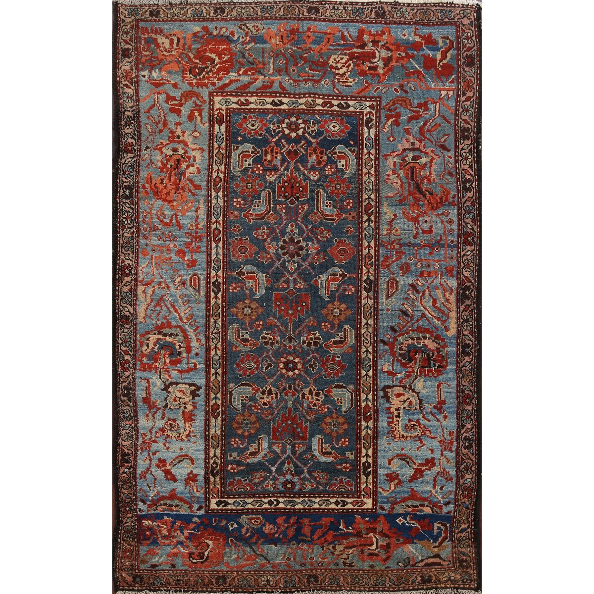 Pre-1900 Antique Bakhtiari Vegetable Dye Persian Area Rug Handmade - 3'10" x 6'0"