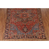 Pre-1900 Antique Heriz Serapi Persian Rug Hand-Knotted Wool Carpet - 8'4"x 11'2"