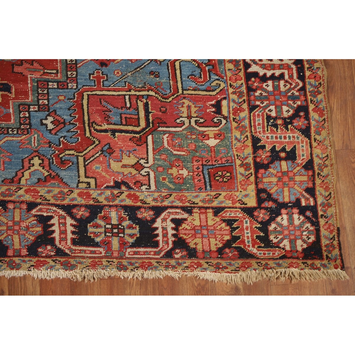 Pre-1900 Antique Heriz Serapi Persian Rug Hand-Knotted Wool Carpet - 8'4"x 11'2"
