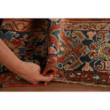 Pre-1900 Antique Heriz Serapi Persian Rug Hand-Knotted Wool Carpet - 9'1" x 12'5"