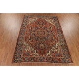 Pre-1900 Antique Heriz Serapi Persian Rug Hand-Knotted Wool Carpet - 9'1" x 12'5"