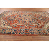 Pre-1900 Antique Heriz Serapi Persian Rug Hand-Knotted Wool Carpet - 9'1" x 12'5"