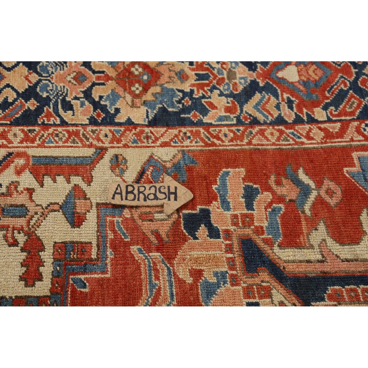 Pre-1900 Antique Heriz Serapi Persian Rug Hand-Knotted Wool Carpet - 9'1" x 12'5"