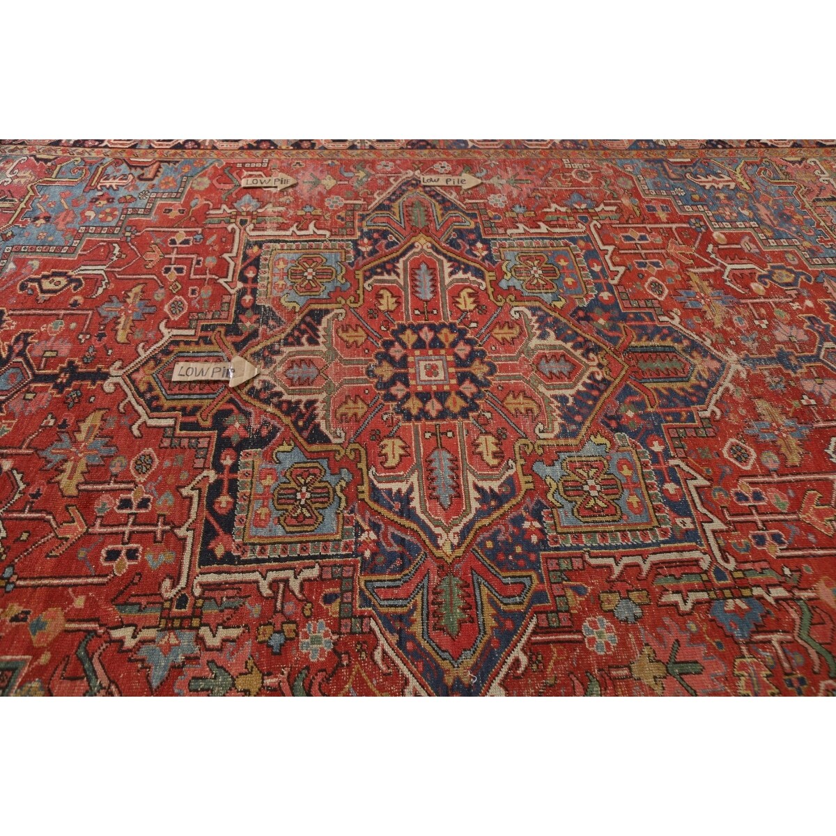 Pre-1900 Antique Heriz Serapi Persian Rug Hand-Knotted Wool Carpet - 8'4"x 11'2"