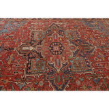 Pre-1900 Antique Heriz Serapi Persian Rug Hand-Knotted Wool Carpet - 8'4"x 11'2"