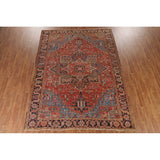 Pre-1900 Antique Heriz Serapi Persian Rug Hand-Knotted Wool Carpet - 8'4"x 11'2"