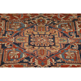 Pre-1900 Antique Heriz Serapi Persian Rug Hand-Knotted Wool Carpet - 9'1" x 12'5"