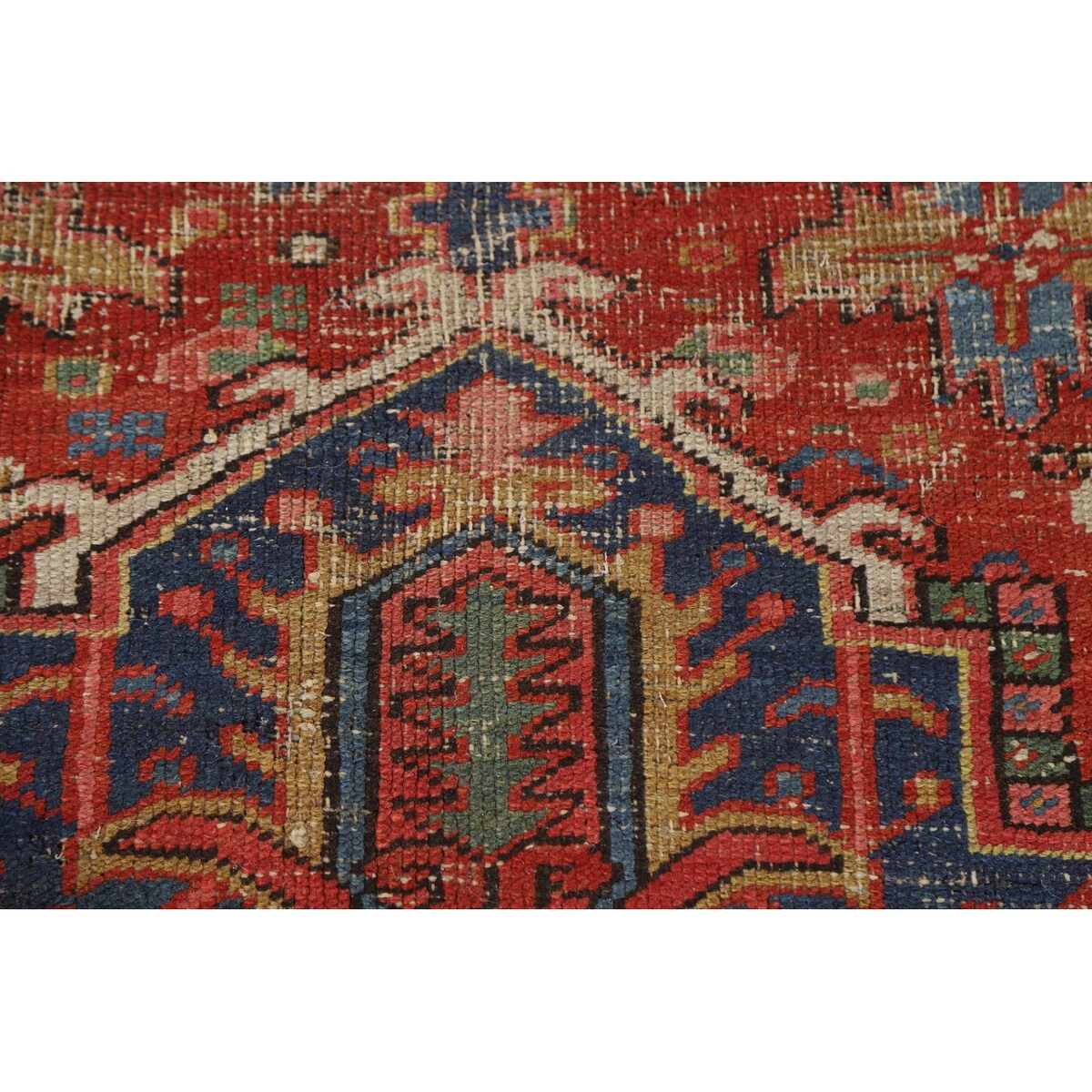 Pre-1900 Antique Heriz Serapi Persian Rug Hand-Knotted Wool Carpet - 8'4"x 11'2"
