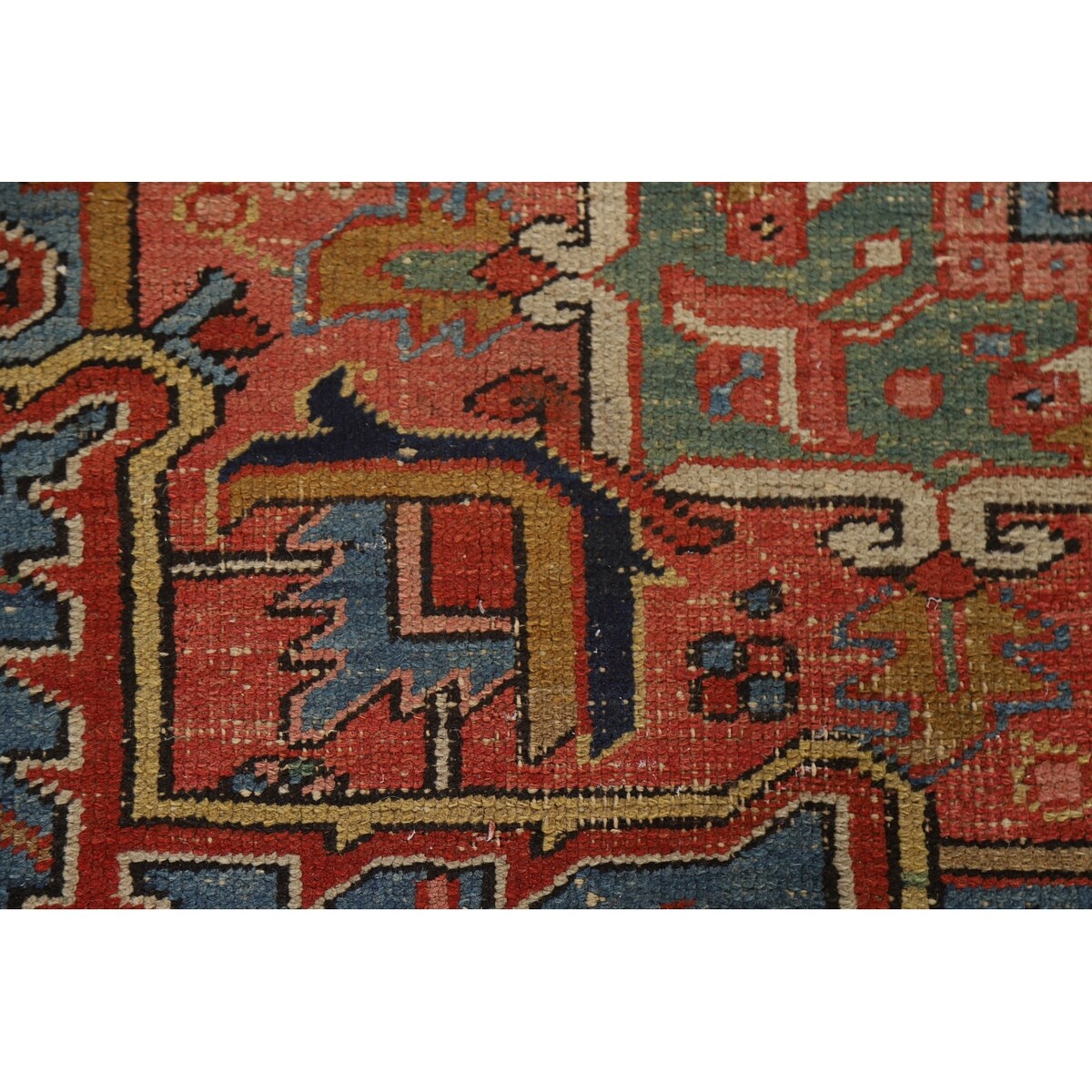 Pre-1900 Antique Heriz Serapi Persian Rug Hand-Knotted Wool Carpet - 8'4"x 11'2"