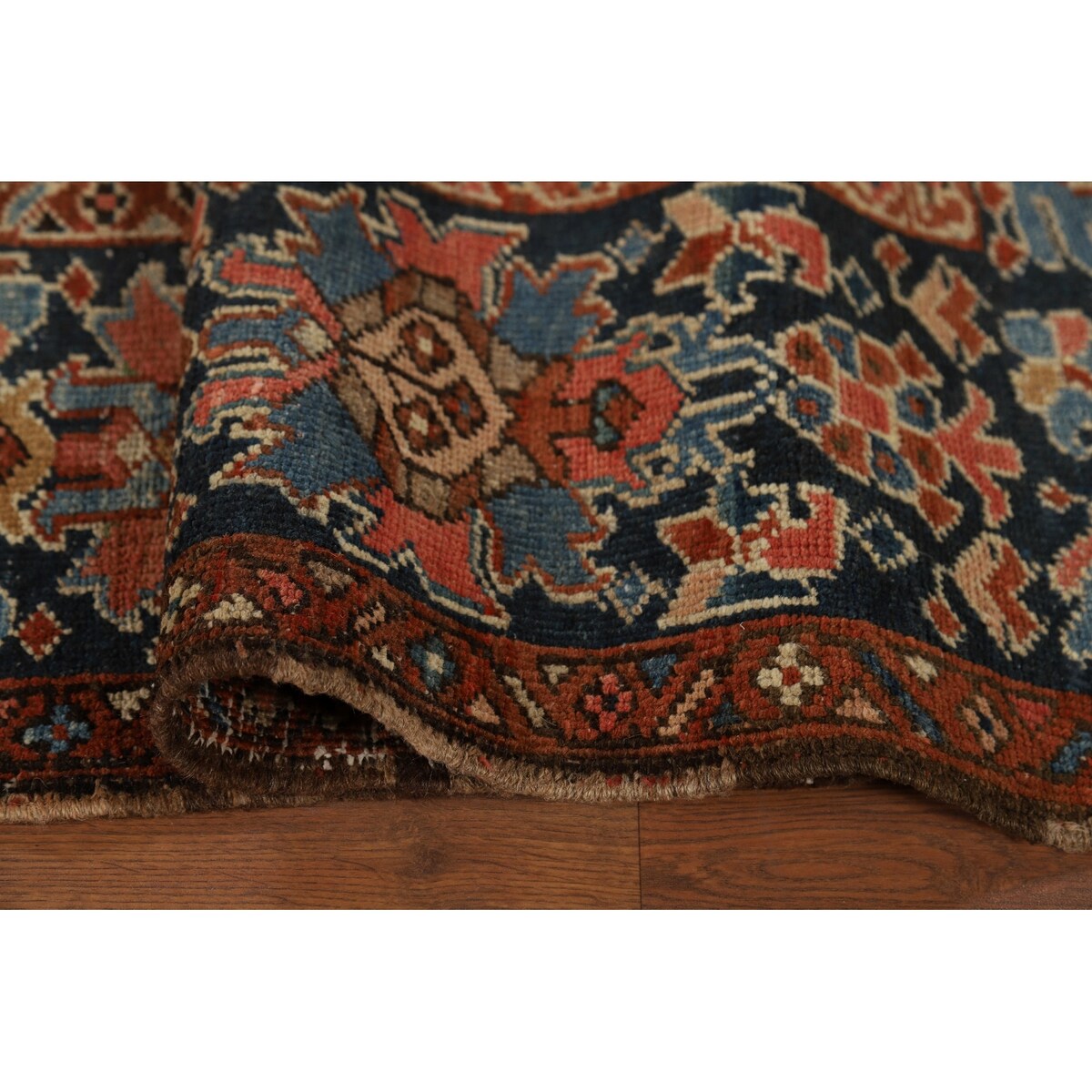 Pre-1900 Antique Heriz Serapi Persian Rug Hand-Knotted Wool Carpet - 9'1" x 12'5"