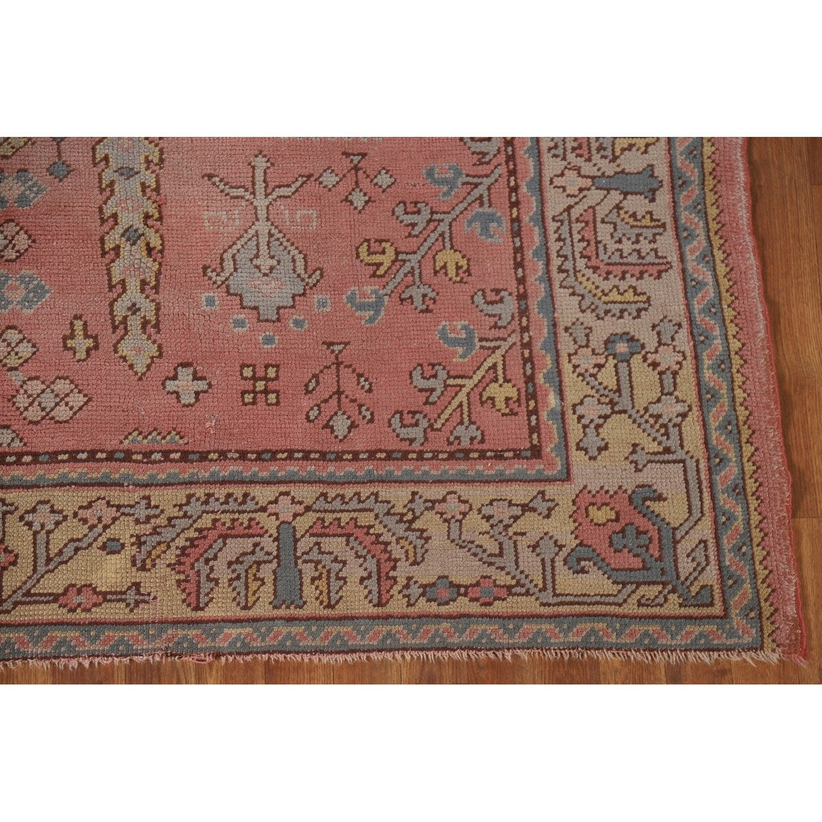Pre-1900 Antique Oushak Turkish Area Rug Handmade Wool Carpet - 7'0"x 9'5"