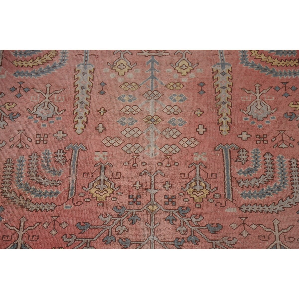 Pre-1900 Antique Oushak Turkish Area Rug Handmade Wool Carpet - 7'0"x 9'5"