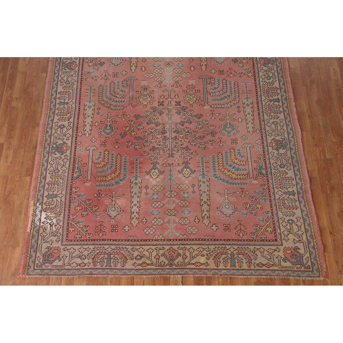 Pre-1900 Antique Oushak Turkish Area Rug Handmade Wool Carpet - 7'0"x 9'5"