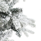 Snow Flocked 5ft Artificial Christmas Tree with Red Wood Base and Clear LED Lights - 63" H - 63" H x 31.5" Diameter