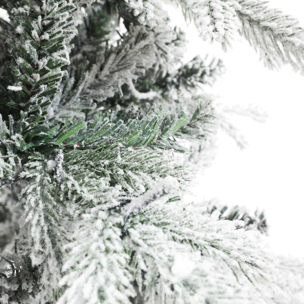 Snow Flocked 5ft Artificial Christmas Tree with Red Wood Base and Clear LED Lights - 63" H - 63" H x 31.5" Diameter